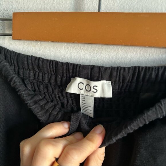 COS Sz 4 Black Barrel Relaxed Trendy Cotton Pants - Picture 4 of 13